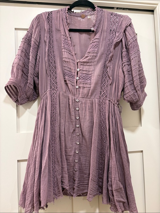 Free People Dresses & Skirts - Free People Dusty Mauve Lavender Boho Button-Front Dress